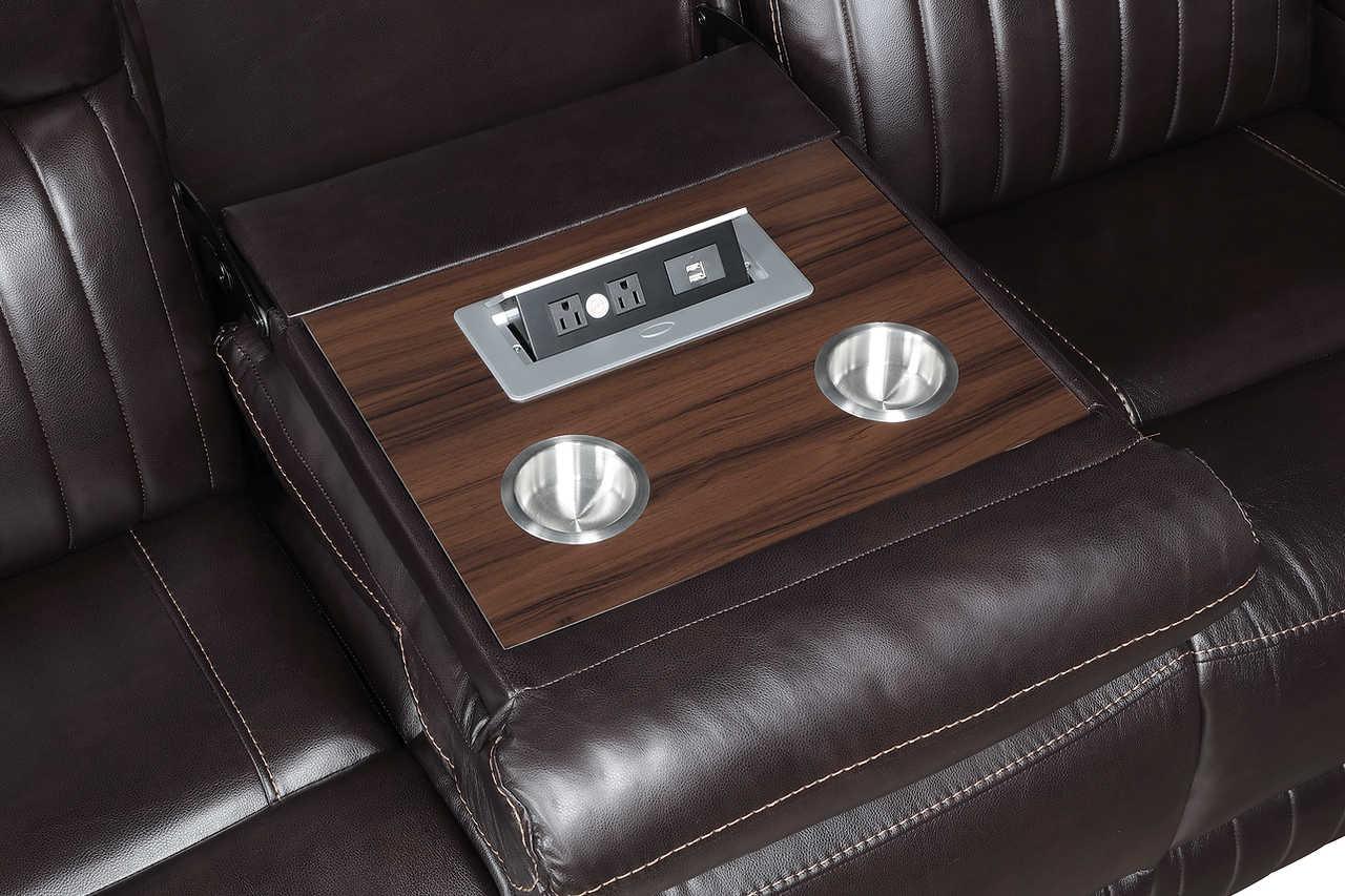 Ethan Brown Air Leather 3-Piece Reclining Set - Image 2