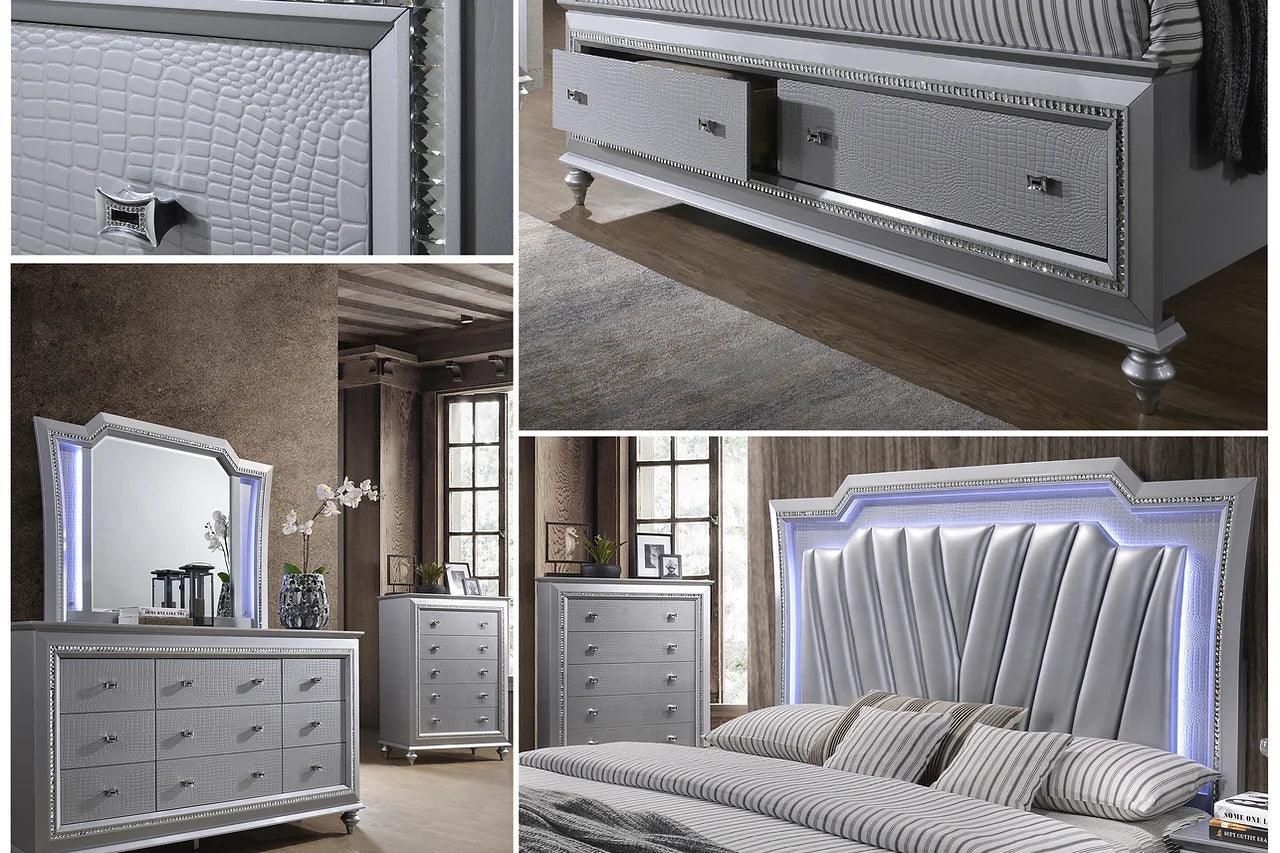 Barcelona Silver 2-Drawers Nightstand - Image 3