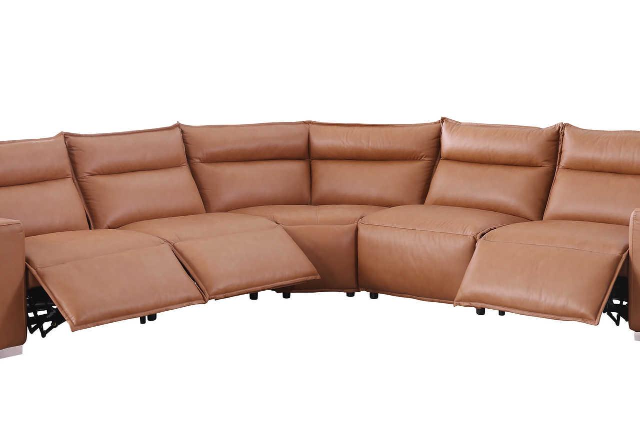 Sierra Camel Leather Reclining Sectional - Image 2