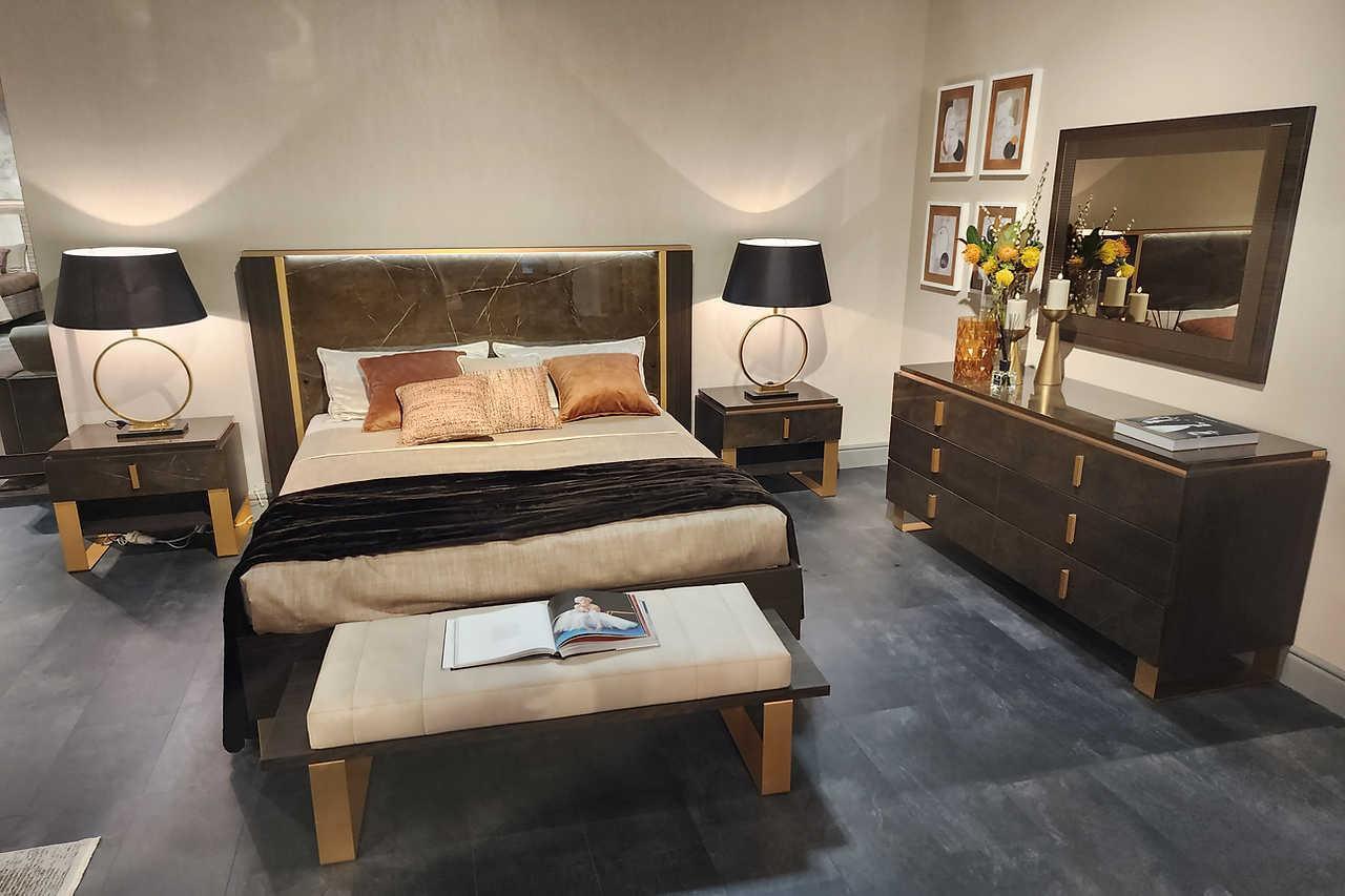 Essenza Brown LED Italian Bedroom Set - Image 2