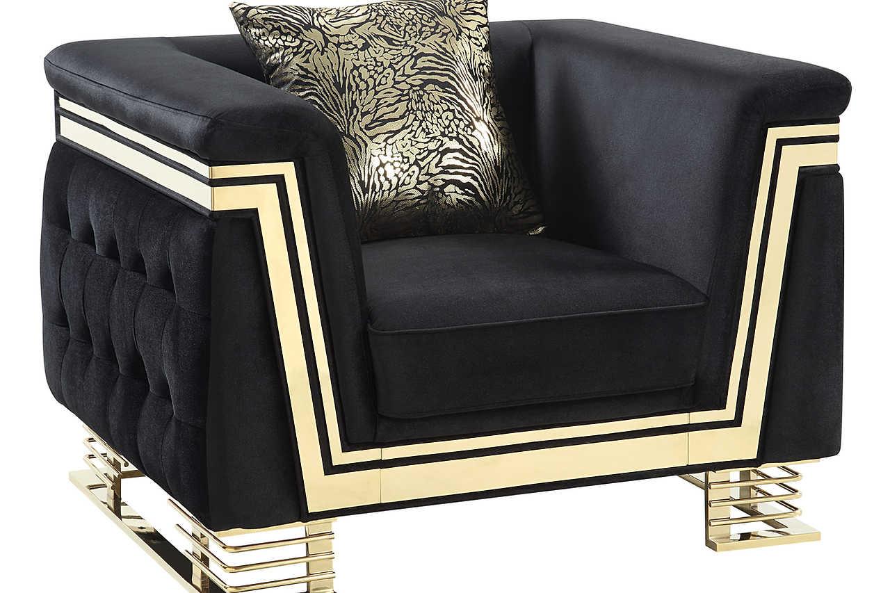 Ashton Black Gold Upholstered Chair - Image 1