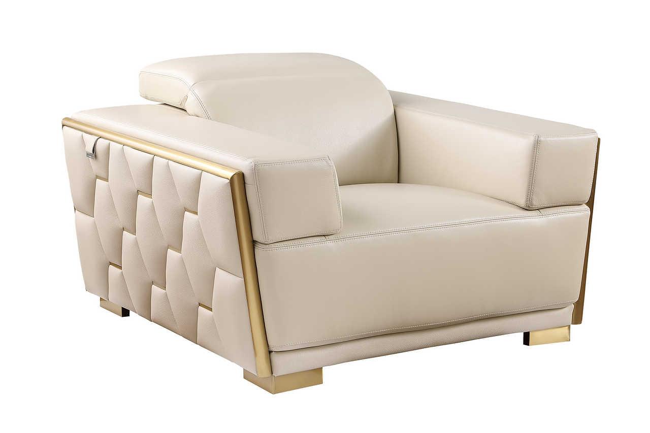 Hexor Beige Leather Living Room Set - Image 3