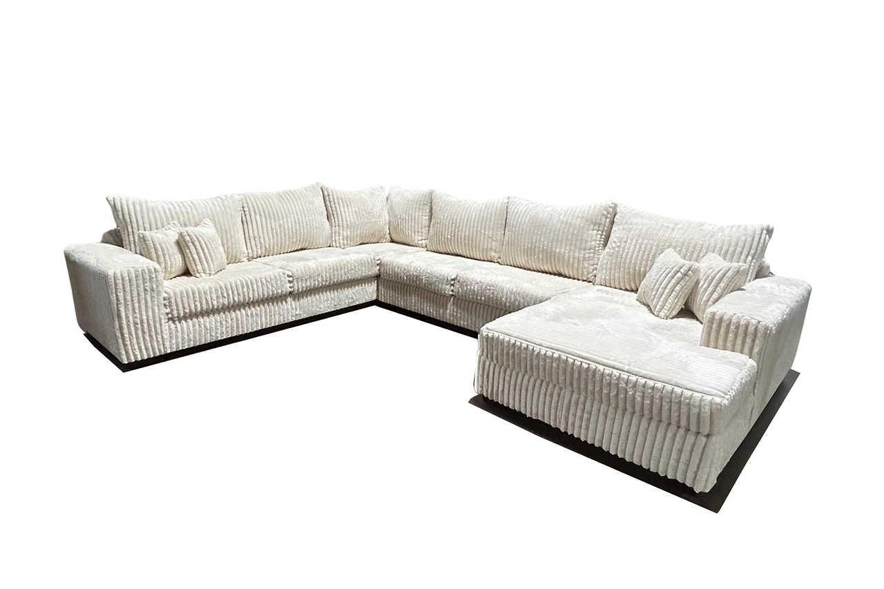 Texan Ivory Corduroy Ottoman - Image 2