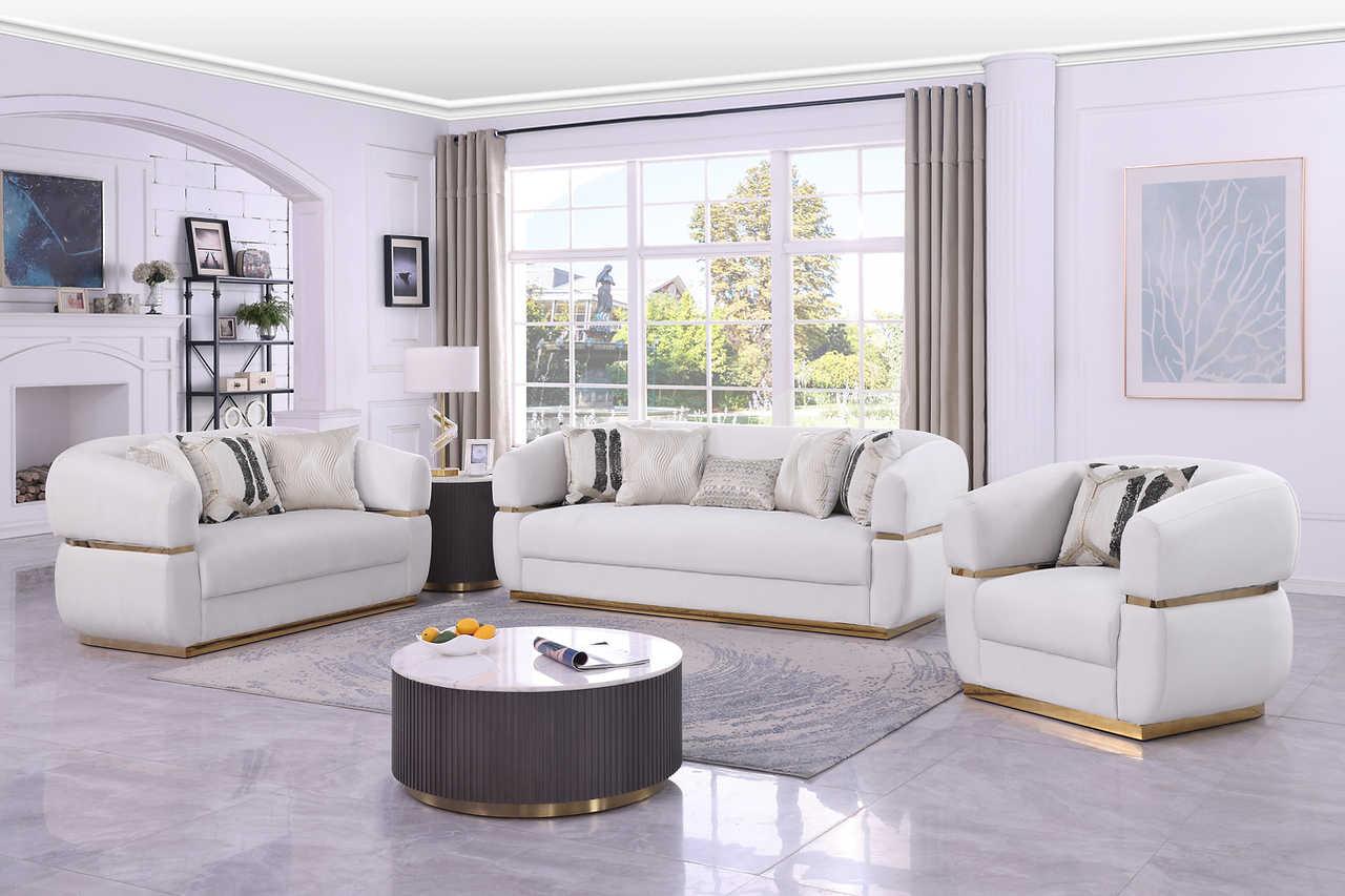 Carmela Cream Velvet Living Room Set - Image 1