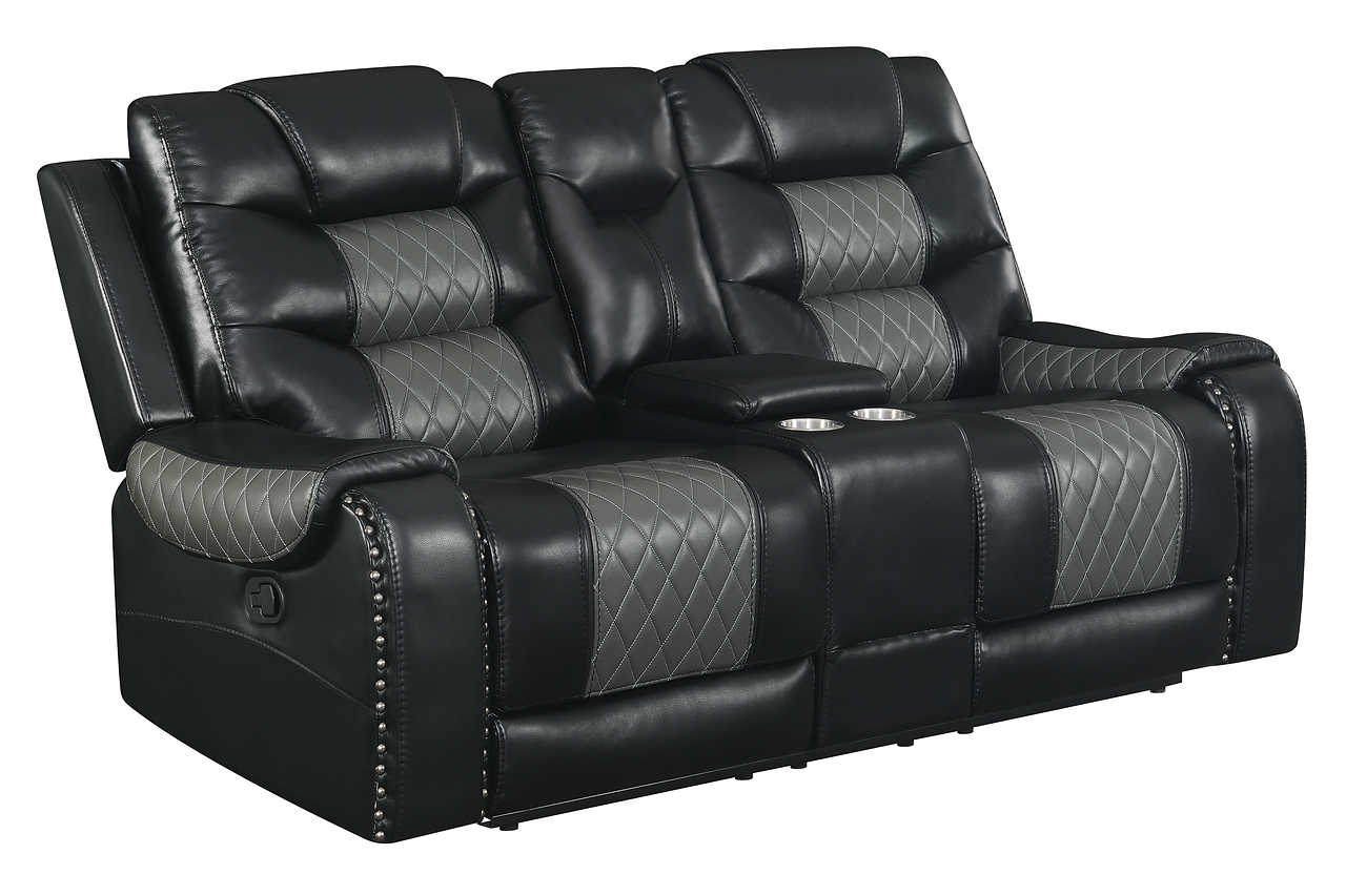 Phoenix Black Faux Leather 3-Piece Reclining Set - Image 3