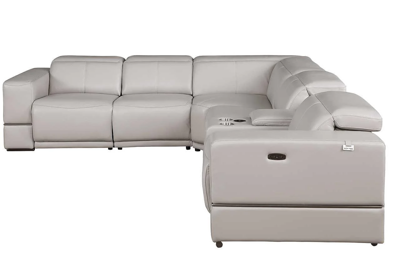 Franco Light Gray 6-Piece 3 Power Reclining Sectional - Image 3