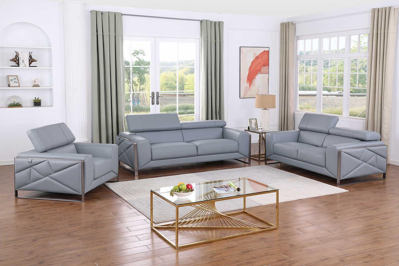 Giorgio Light Blue Leather Sofa - Image 1