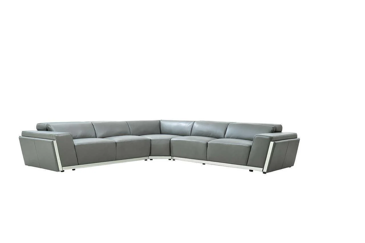 Domo Grey Leather Sectional - Image 2
