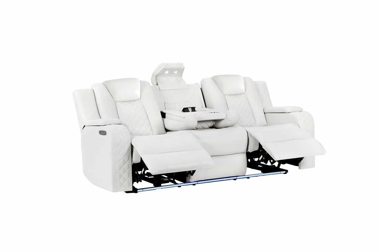 Eclipse White Air Leather 2-Piece Power Reclining Set - Image 2
