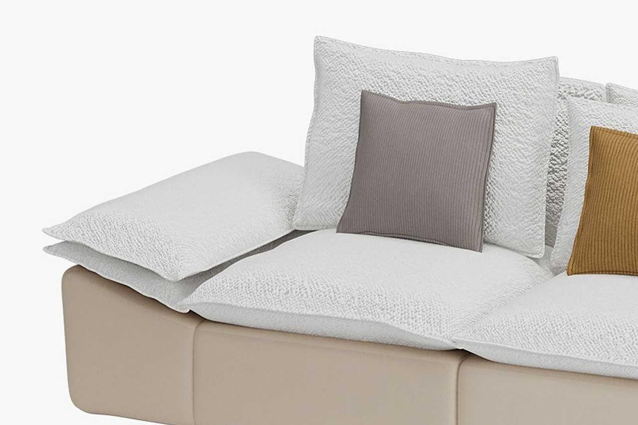 128.34'' Beige Velvet Seater Sofa - Image 3