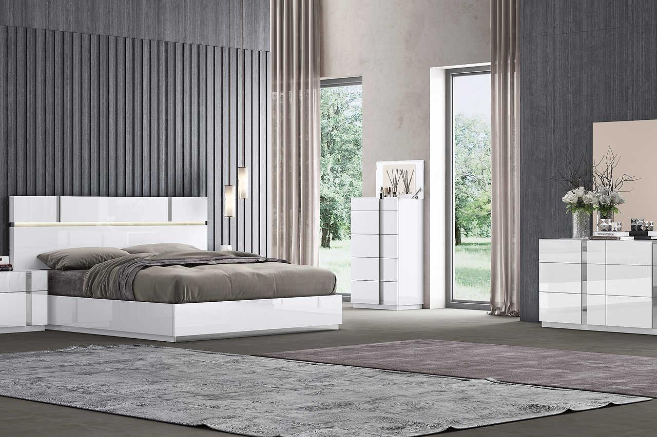 Chloe White LED Panel King Bed - Image 1