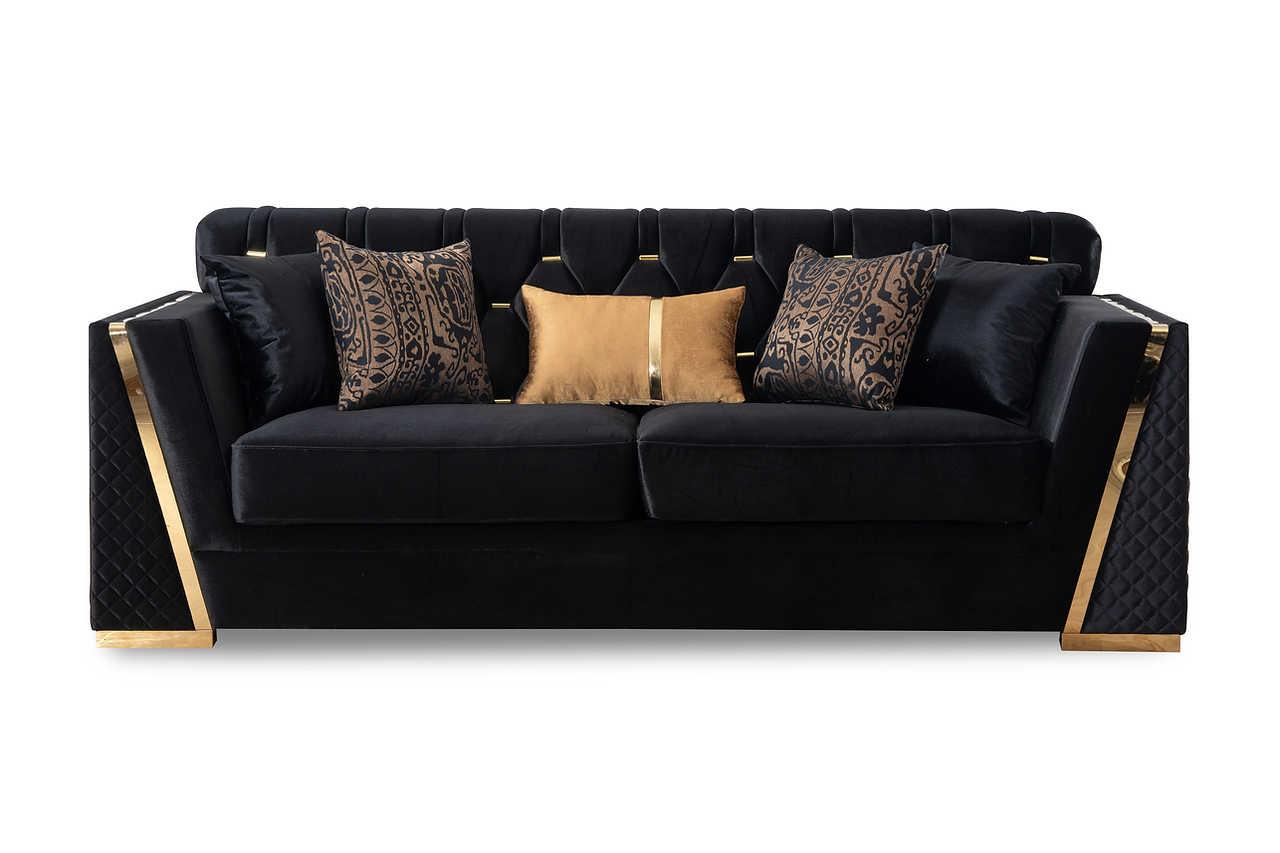 Hilena Black Velvet Living Room Set - Image 2