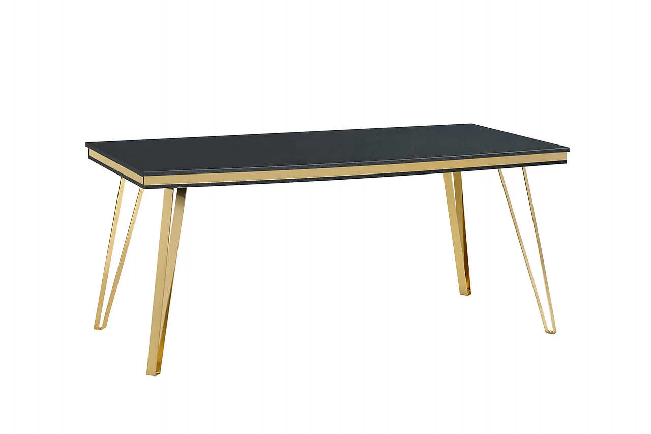 Midnight Black Gold Upholstered Dining Room Set - Image 2