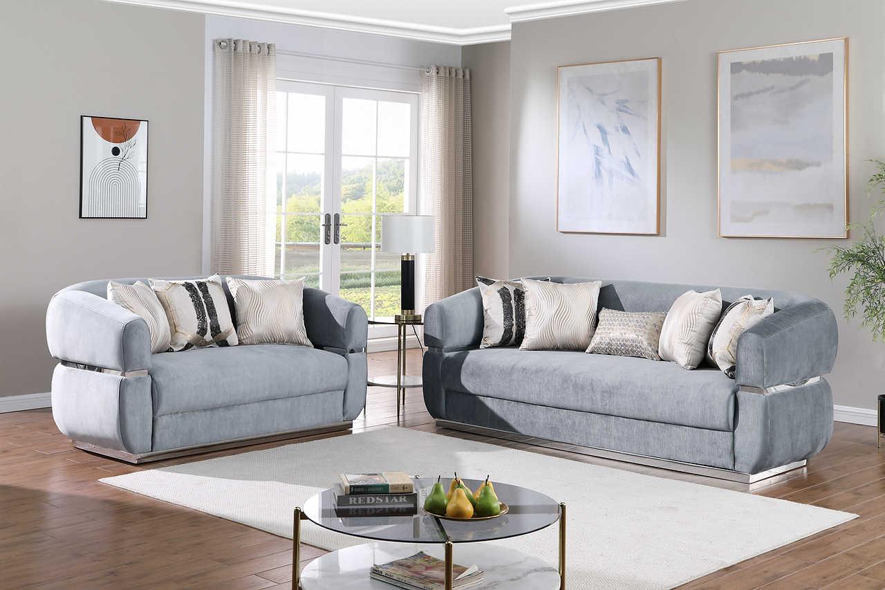 Carmela Grey Velvet Living Room Set - Image 2