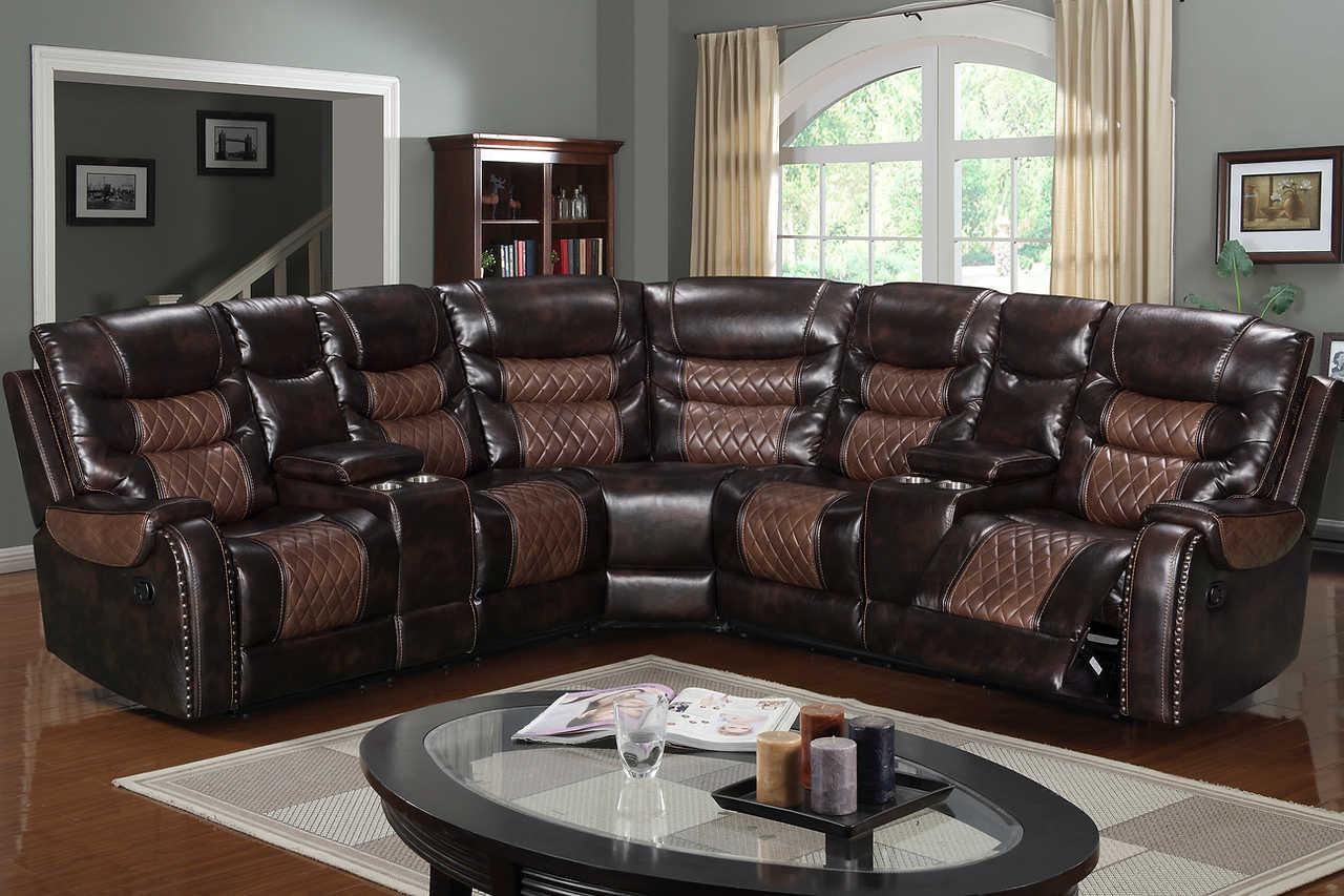 Phoenix II Brown Upholstered Reclining Sectional - Image 1