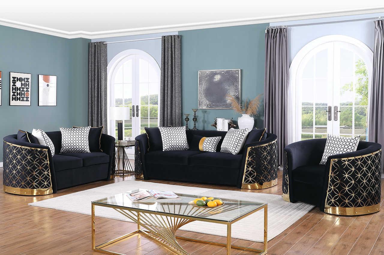 Athena Black Living Room Set - Image 1
