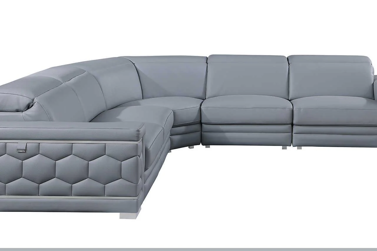 Favo Light Blue Leather Sectional - Image 3
