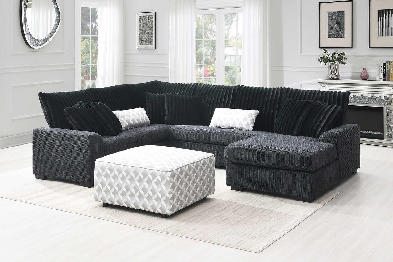 Brady Black Ottoman - Image 2