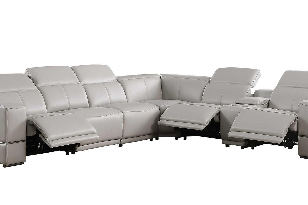 Franco Light Gray 7-Piece 3 Power Reclining Sectional - Image 2
