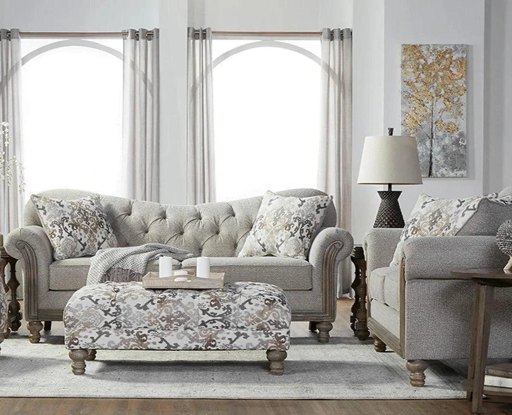 Sandstone Beige Fabric Tufted 2-Piece Living Room Set - Image 1