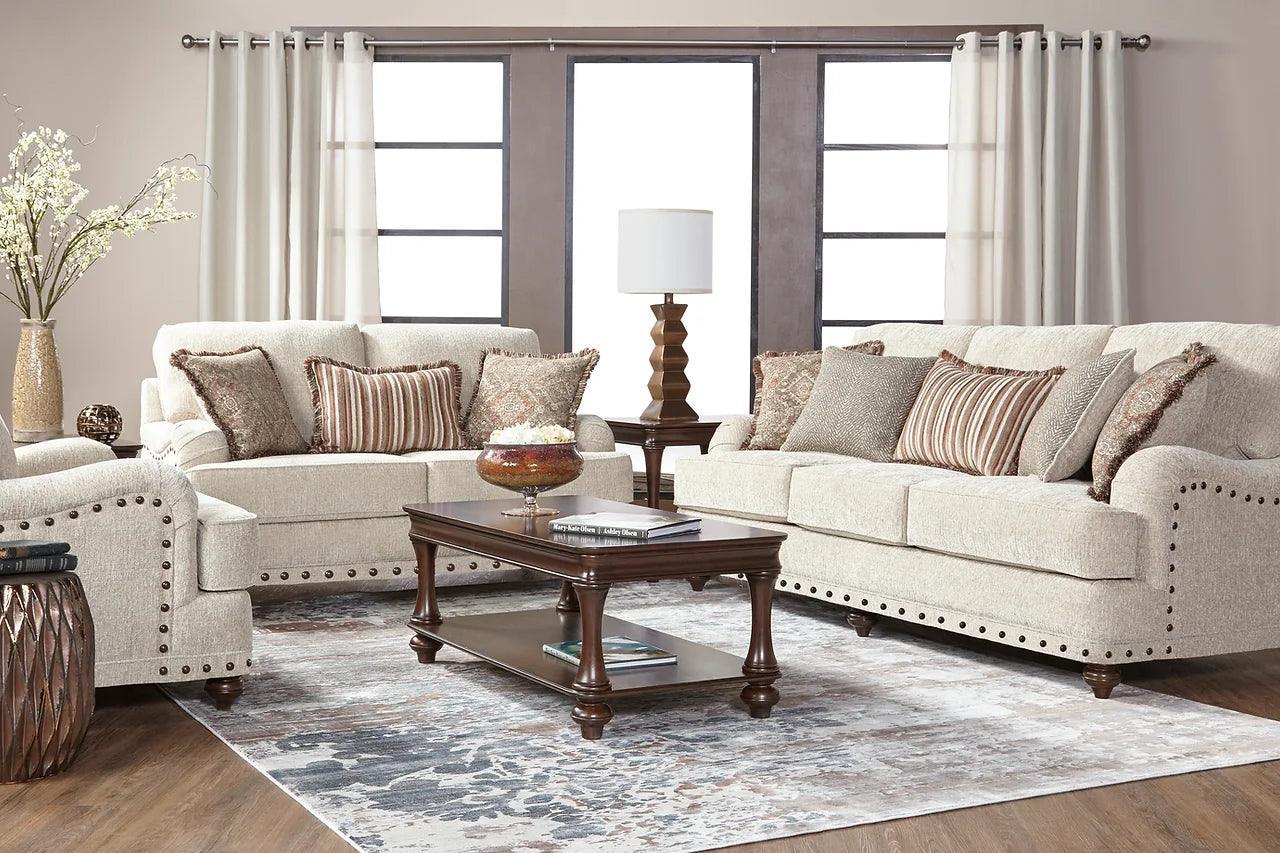 Cycle Beige Fabric 2-Piece Living Room Set - Image 1