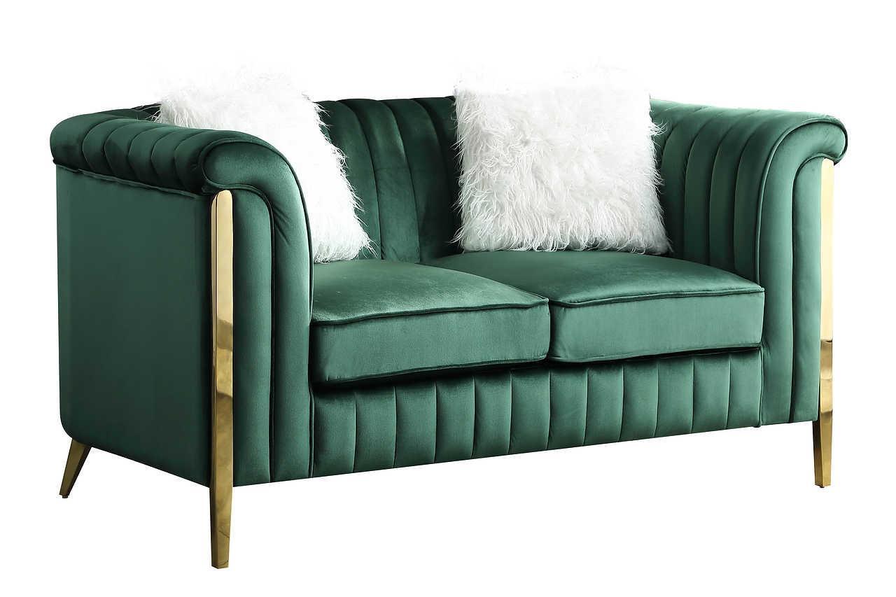 Fara Green Gold Velvet 2-Piece Living Room Set - Image 3
