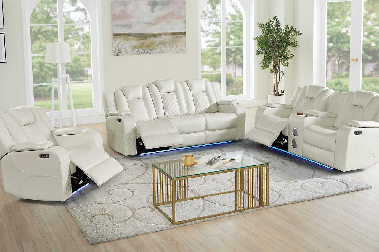 Eclipse Sand Air Leather 2-Piece Power Reclining Set - Image 1
