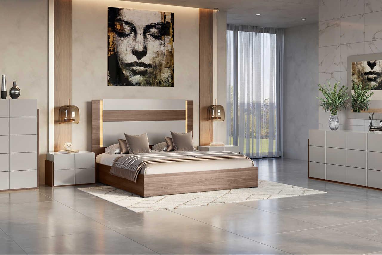 Aryan Beige LED Panel Bedroom Set - Image 1