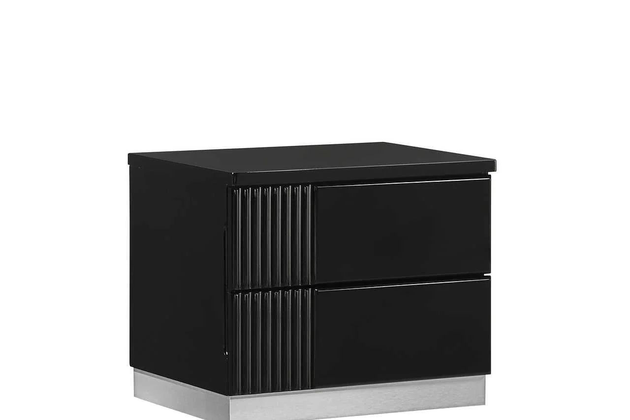 Modena Black 2-Drawers Nightstand - Image 1