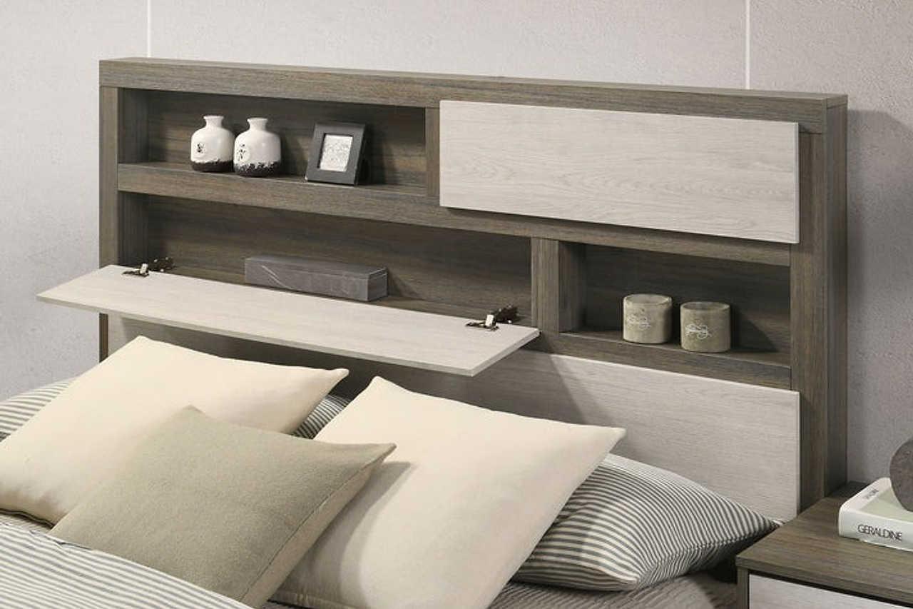 River Light Gray Bookcase Platform Bedroom Set - Image 3