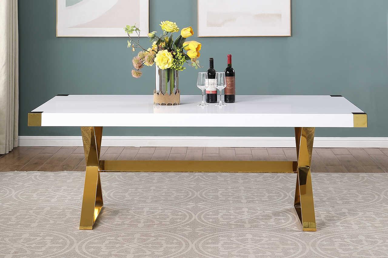 Adel White Gold Dining Table - Image 2