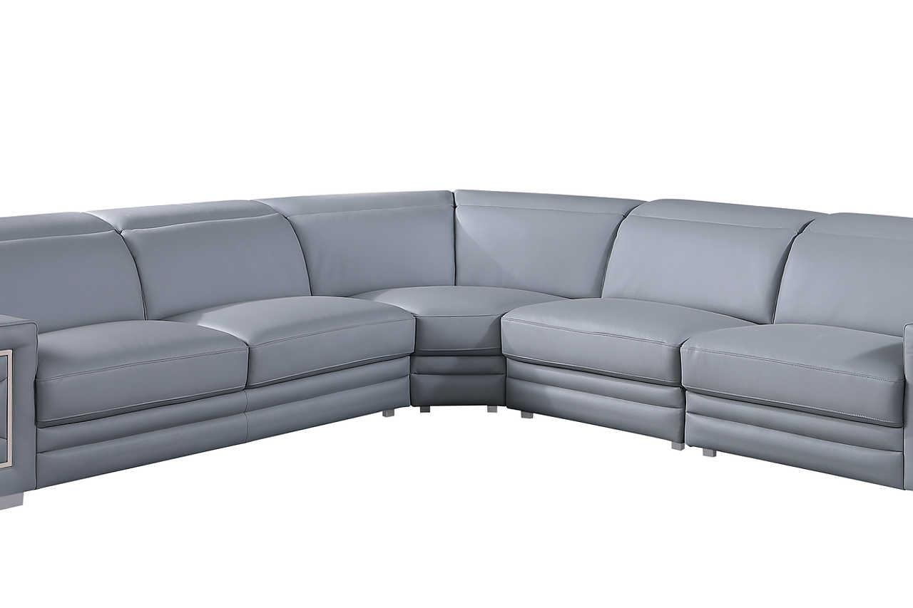 Favo Light Blue Leather Sectional - Image 2
