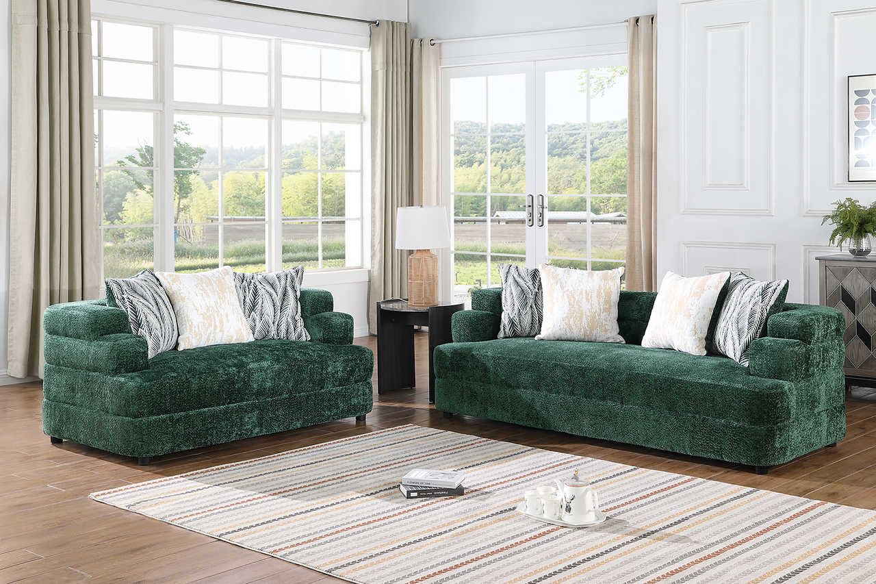 Stepso Green Boucle Living Room Set - Image 2