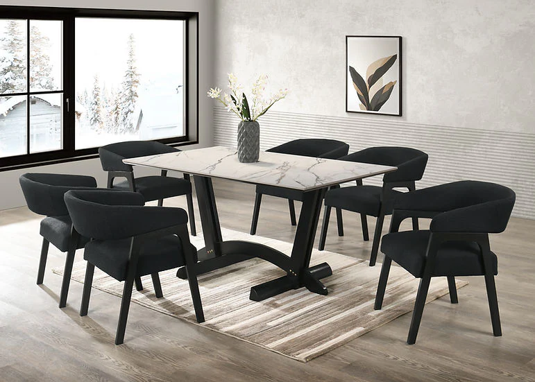 Nava White Black Dining Room Set - Image 1