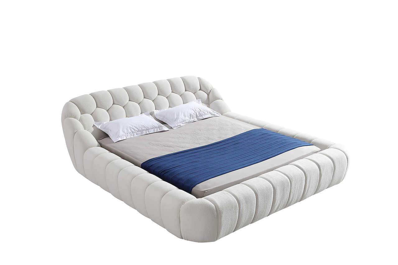 Bubbles White Upholstered Platform King Bed - Image 3