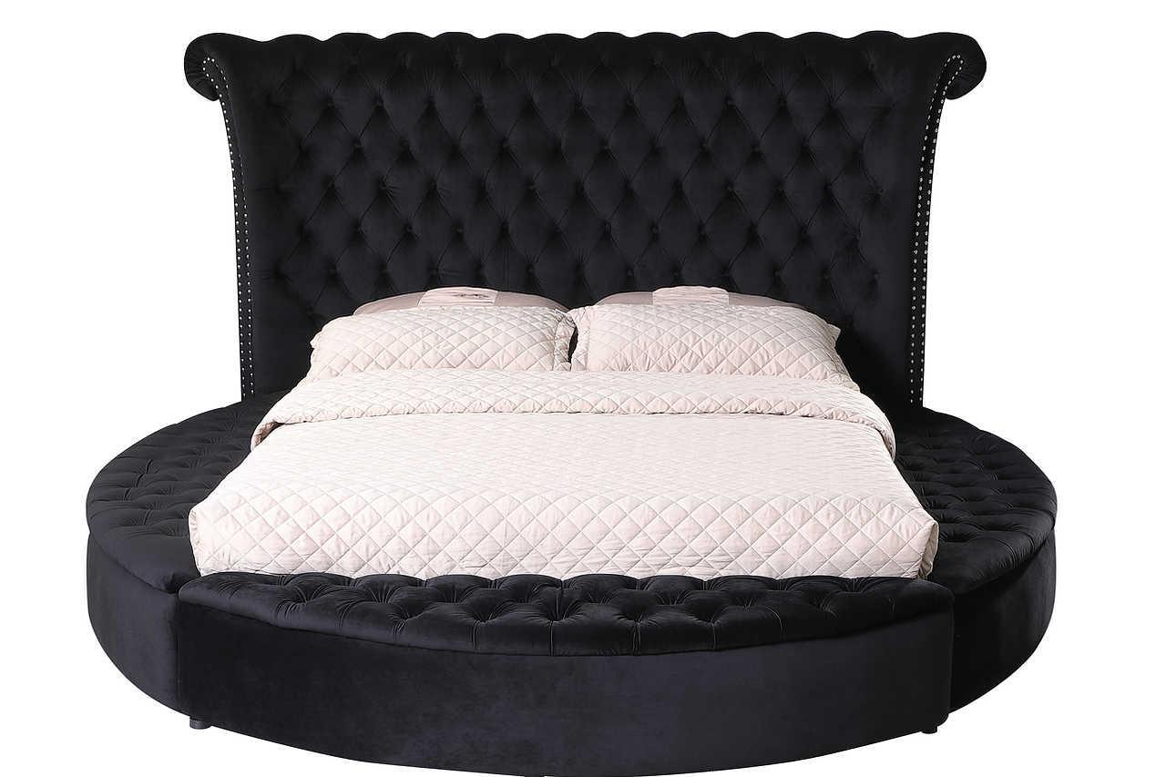 Lux Black Velvet Tufted Platform King Bed - Image 2