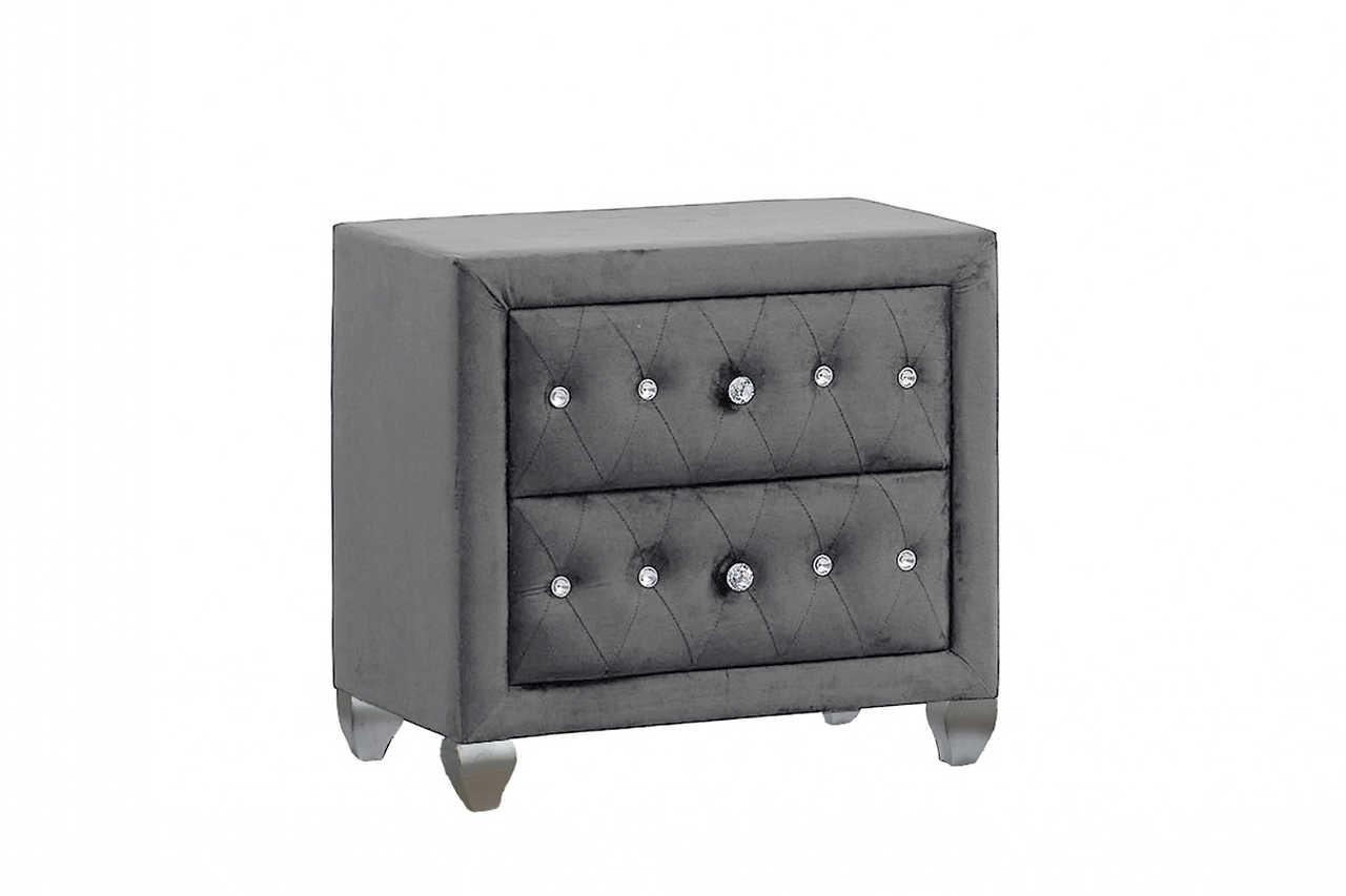 Divina Gray Upholstered Tufted Wingback Bedroom Set - Image 3