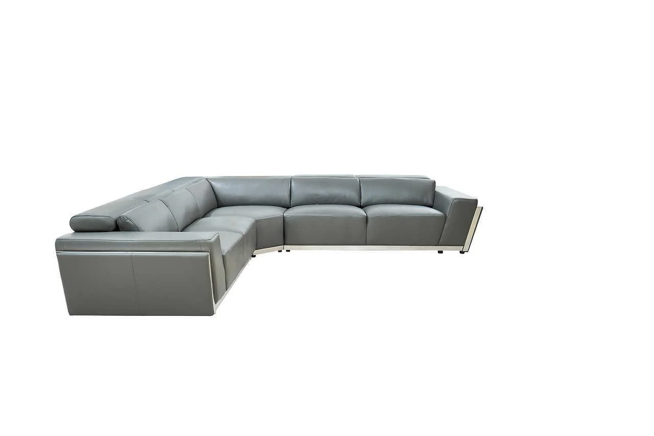 Domo Grey Leather Sectional - Image 3