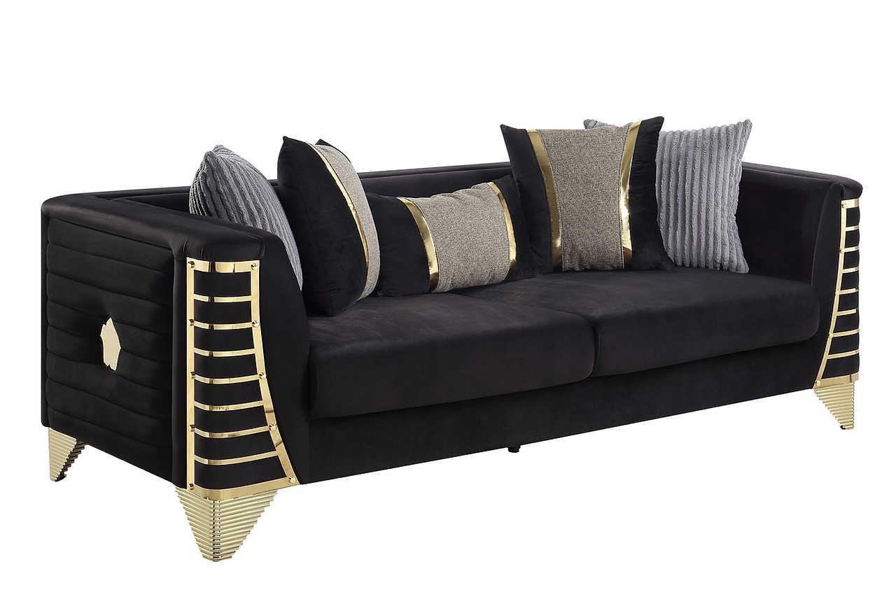 Donovan Black Velvet Living Room Set - Image 2