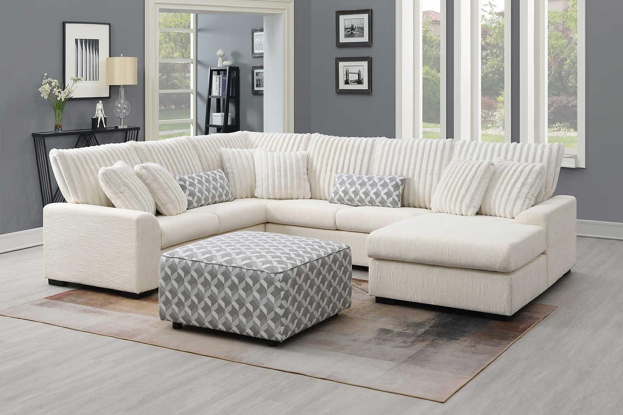 Brady Beige Fabric Ottoman - Image 2