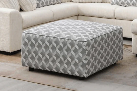 Brady Beige Fabric Ottoman - Image 1