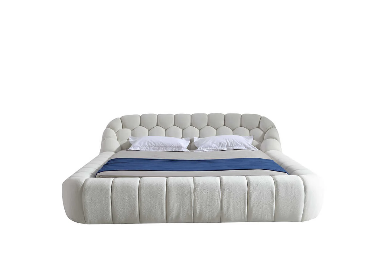 Bubbles White Upholstered Platform King Bed - Image 2