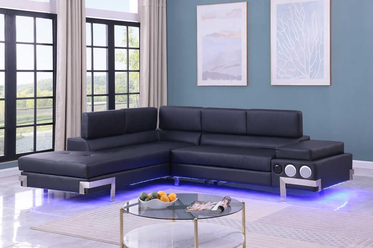 Magic Black PU LED Speaker Sectional - Image 2