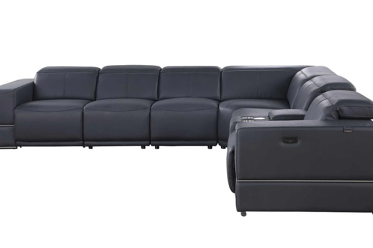 Franco Dark Navy 7-Piece 3 Power Reclining Sectional - Image 3