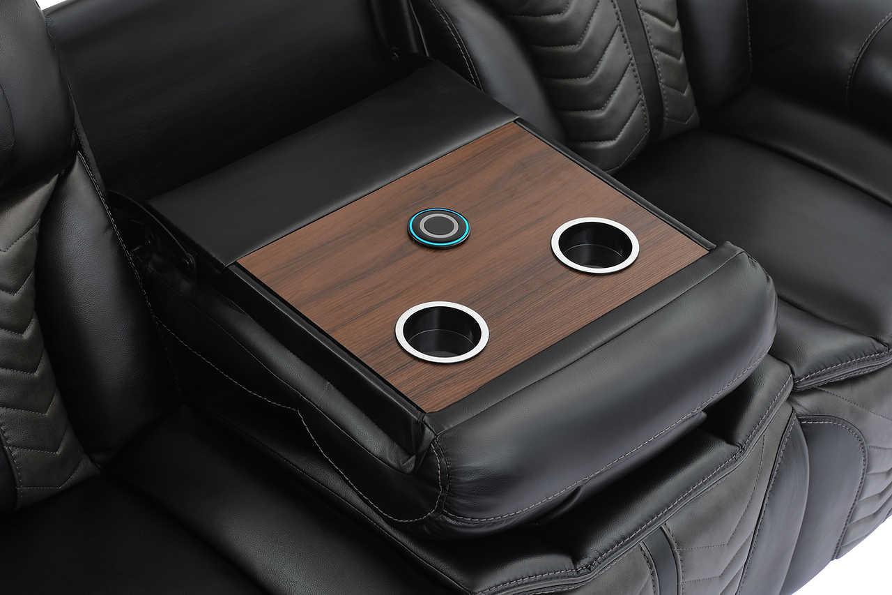 Prime Time Black Air Leather 3-Piece Reclining Set - Image 2