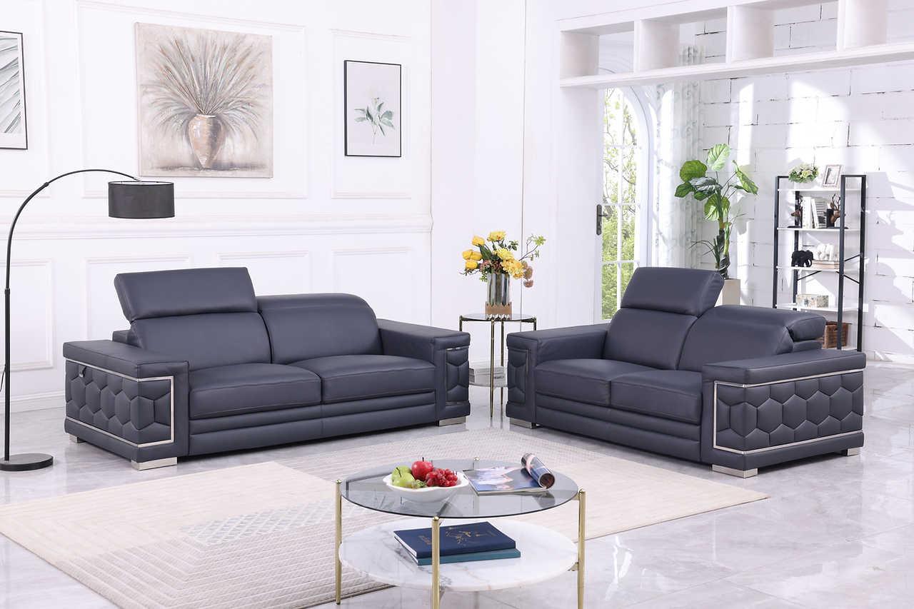 Favo Dark Navy Leather Chair - Image 3
