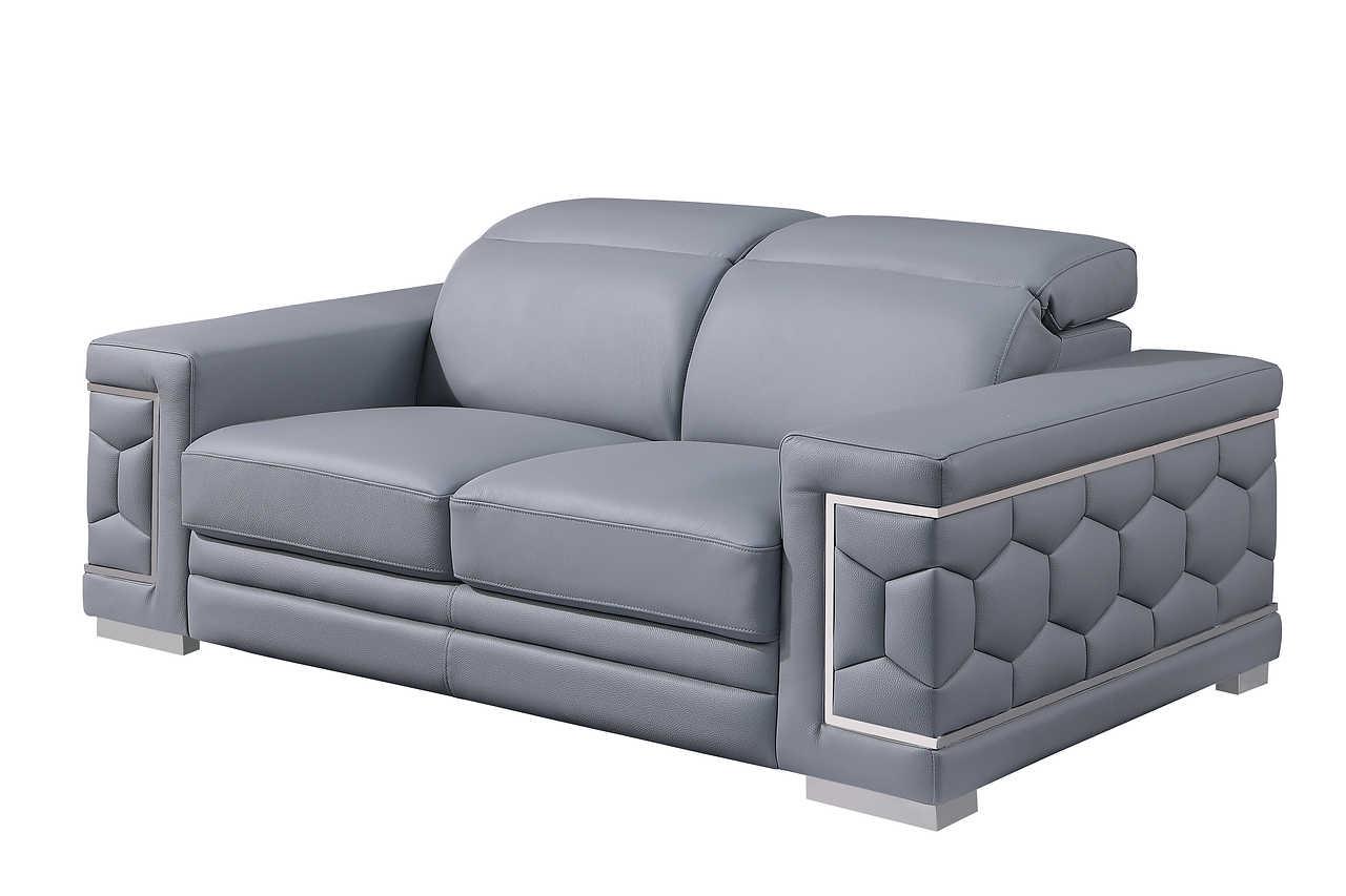 Favo Light Blue Leather Living Room Set - Image 3