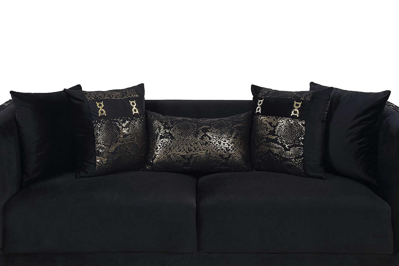 Monaco Black Velvet Living Room Set - Image 3