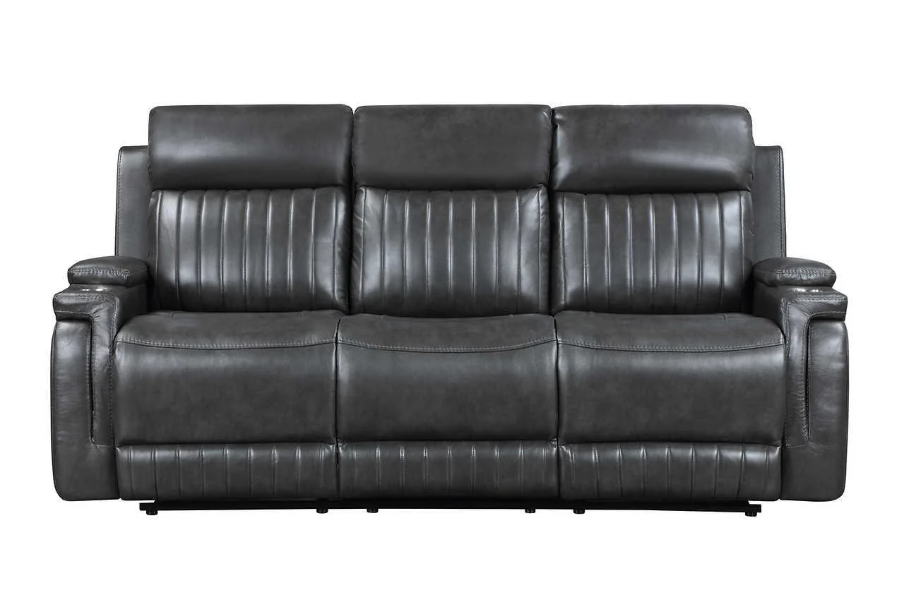Ethan Dark Grey Air Leather 3-Piece Reclining Set - Image 3