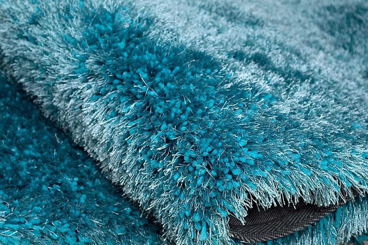 Afro Shag Turquoise Art Silk Shine Rug - Image 2
